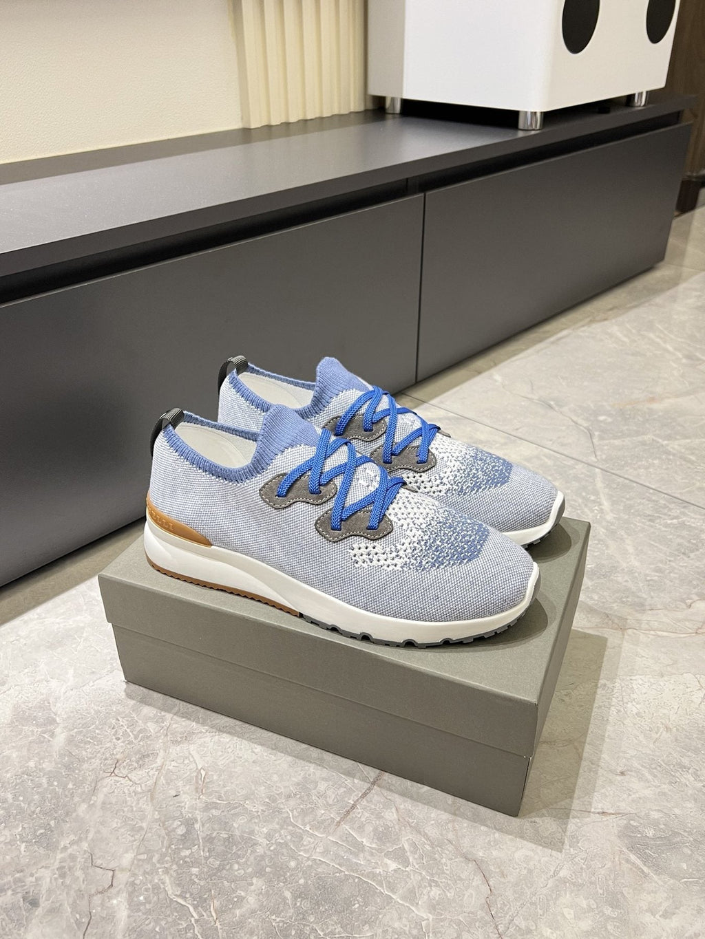 Brunello Cucinelli Men's Color-Block Knit Sneakers