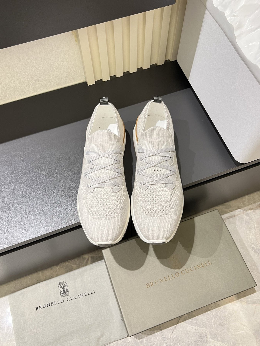 Brunello Cucinelli Men's Color-Block Knit Sneakers