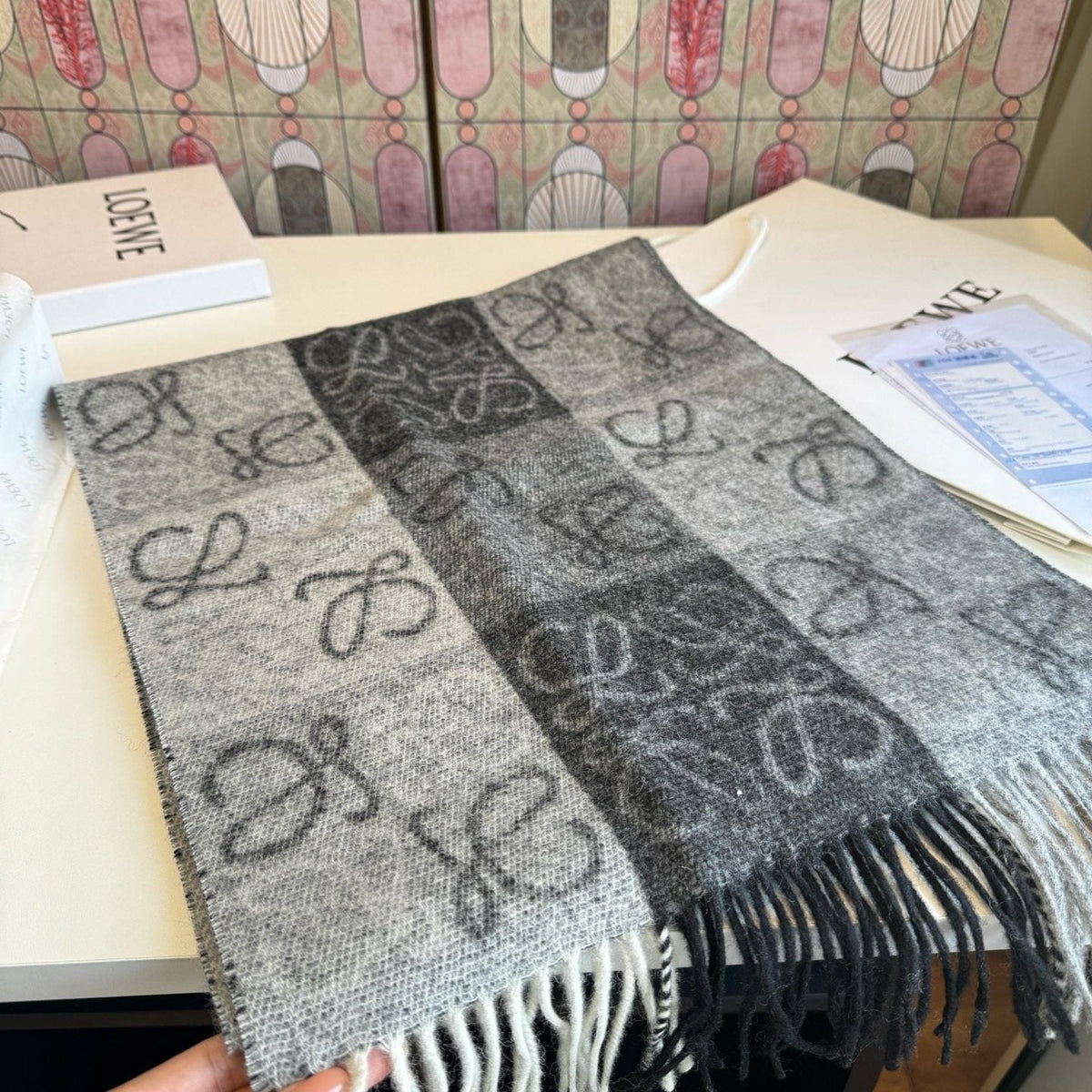 Loewe Fringed Patterned Scarf