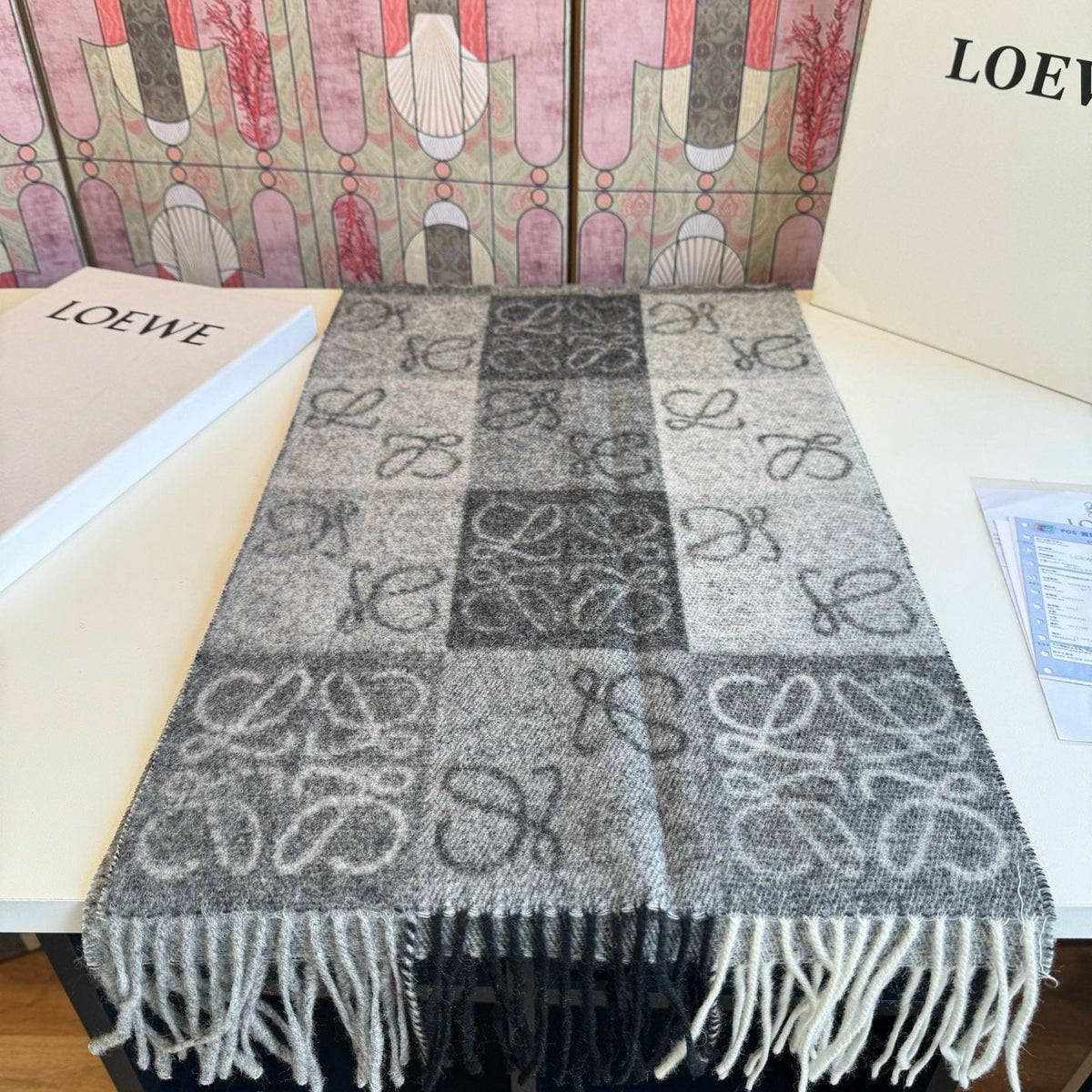 Loewe Fringed Patterned Scarf