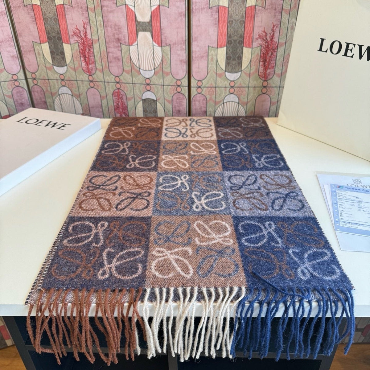 Loewe Fringed Patterned Scarf