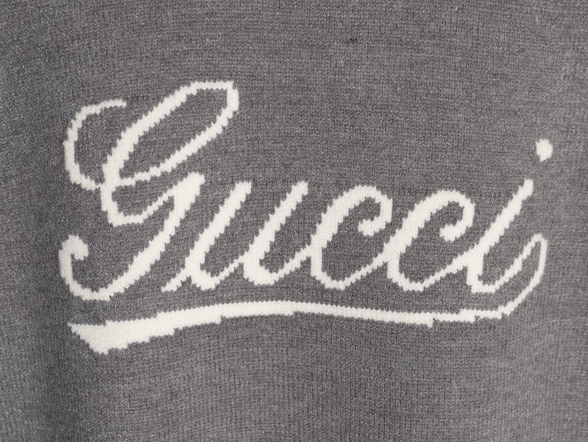 Gucci Signature-Logo Crewneck Sweater - Grey