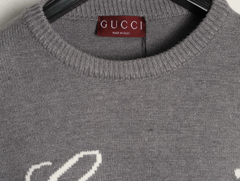 Gucci Signature-Logo Crewneck Sweater - Grey